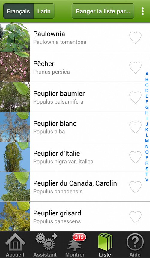 Arbres et arbustes en poche - 319 Arbres et arbustes d’Europe - page liste